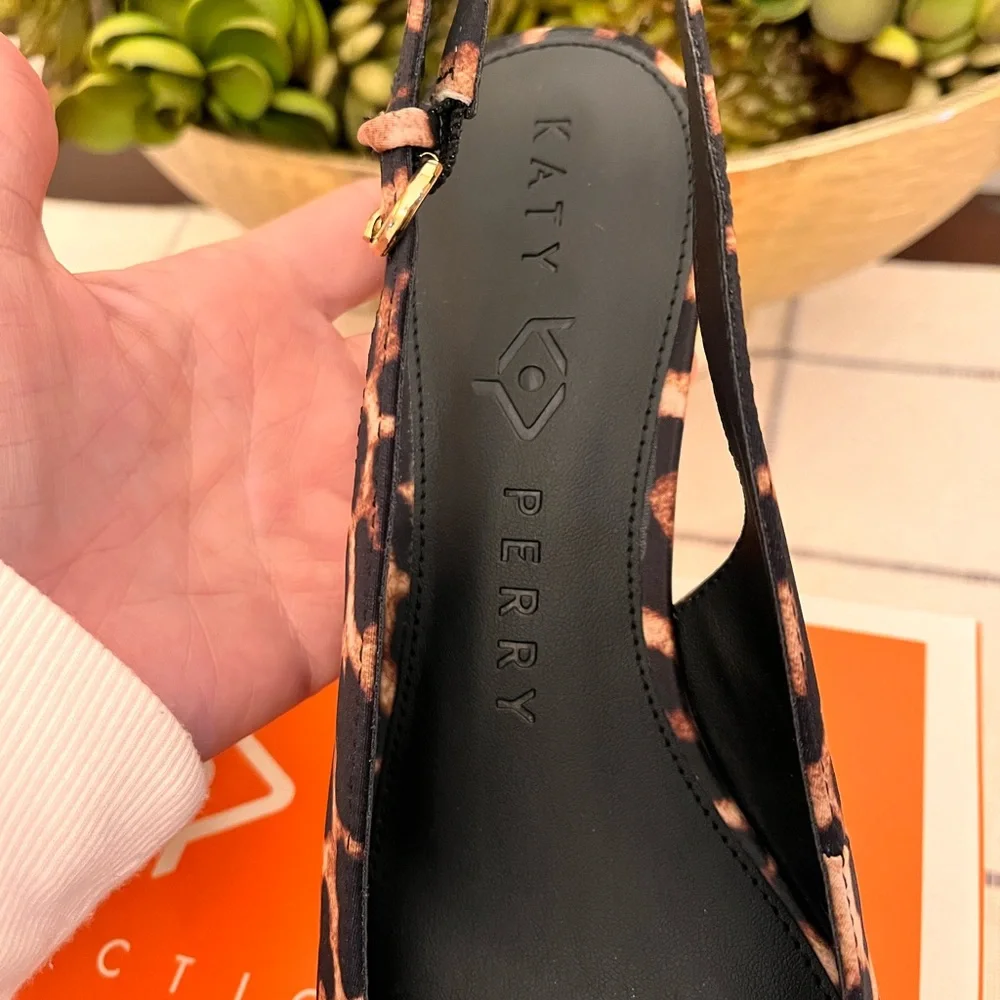 Katy Perry Collections Gorgeous Leopard Print Slingback Kitten Heels Size 8 NIB